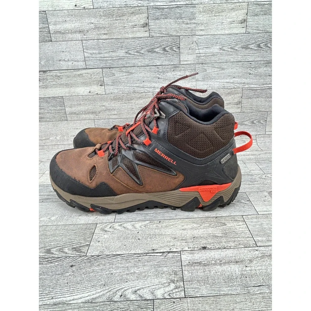 Merrell Clay Performance Men Sz 11.5 Hiking Boots Brown Orange Waterproof J09397